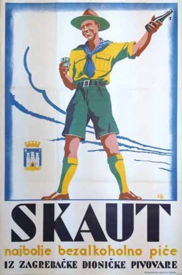 Glumčev oglas za bezalkoholno piće Skaut iz 1929. godine