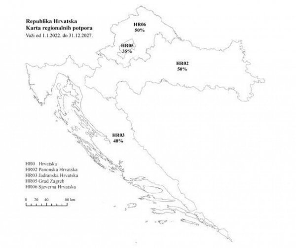 Nova karta Hrvatske za dodjelu regionalnih potpora