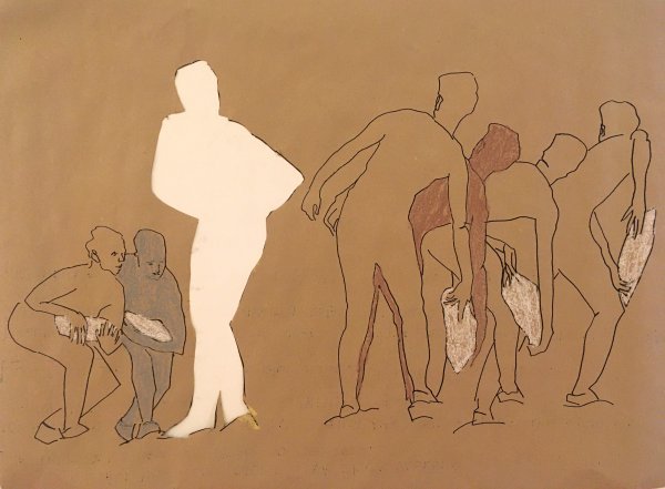 Andreja Kulunčić 'Vi ste Partiju izdale onda kada je trebalo da joj pomognete', crtež, kreda na pakpapiru, 2020.