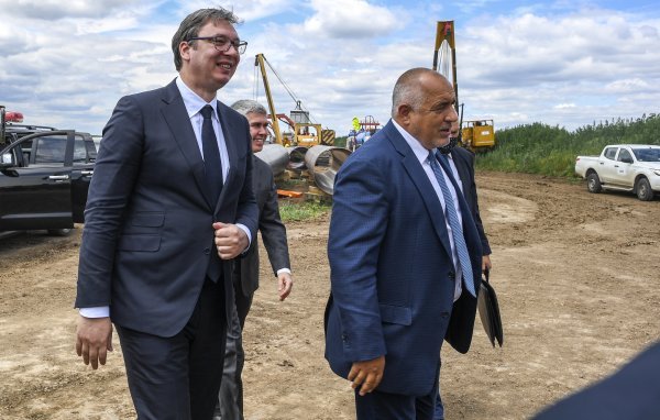 Aleksandar Vučić i Bojko Borisov na otvaranju spoja plinovoda Balkanski tok prema Srbiji