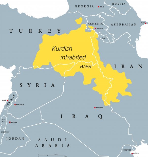 Područje Kurdistana obuhvaća dijelove Turske, Sirije, Iraka i Irana