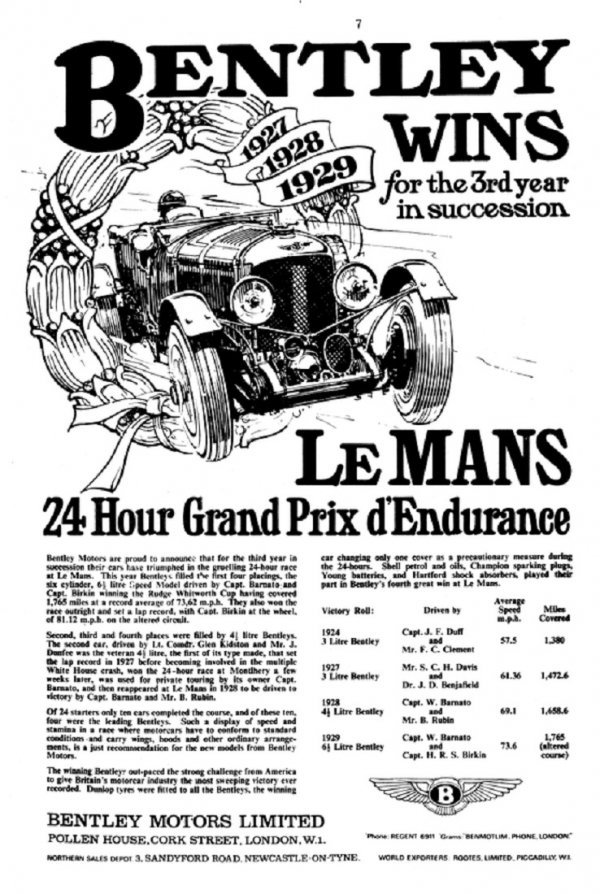 Reklama Bentleya nakon 3 godine Le Mansa