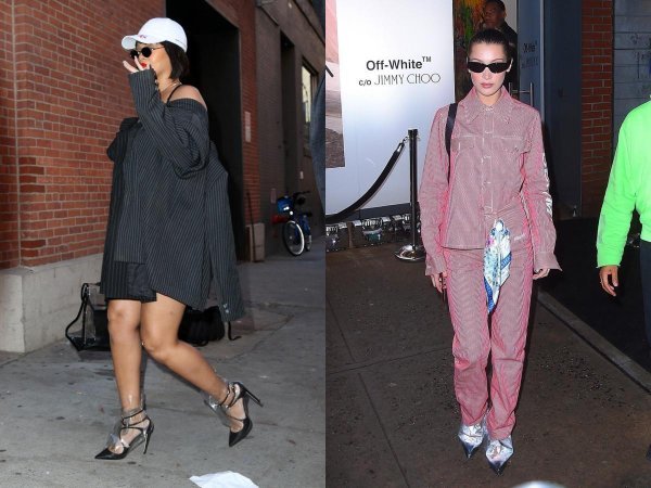 Rihanna i Bella Hadid u prozirnim cipelama Off-White x Jimmy Choo