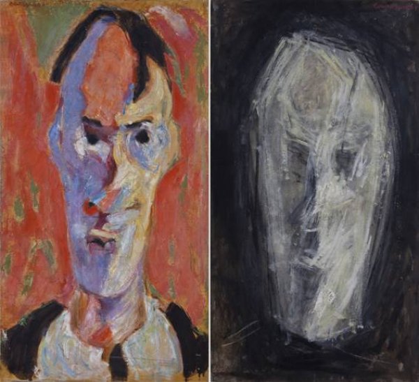 Marino Tartaglia, Autoportret (Diptihon), 1963./4., ulje/platno, ulje/šerploča