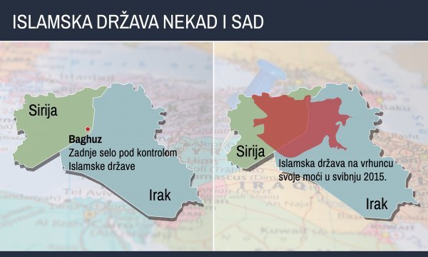 Najveći opseg islamske države u svibnju 2015. godine (desno)