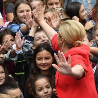 Kolinda Grabar Kitarović u Osnovnoj školi Luka u Sesvetama