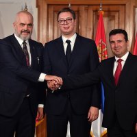 Konferencija za medije Vučića, Zaeva i Rame