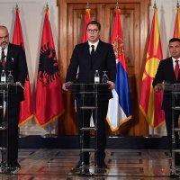 Konferencija za medije Vučića, Zaeva i Rame