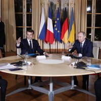 Vladimir Putin, Volodimir Zelenskij, Emmanuel Macron i Angela Merkel
