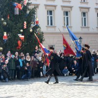 Zagreb: Počasna satnija Kravat pukovnije na novogodišnjoj Smjeni straže na Trgu svetog Marka
