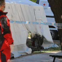 Zapaljeni šator Crvenog križa u Splitu