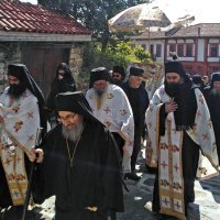 Atos, Grčka - Pravoslavni monasi u procesiji uoči Uskrsa