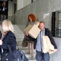 Ana Karamarko izlazi iz prostorija svoje tvrtke