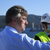 Andrej Plenković na gradilištu Pelješkog mosta
