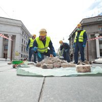 Zagreb: Performans Renata Peteka početak radova na zagrebačkom u-bahnu