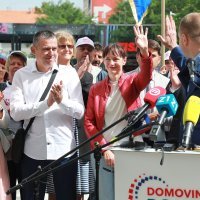 Predizborni skup Domovinskog pokreta na osječkom trgu Slobode