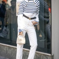 Bijele hlače na street style zvijezdama