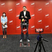 Konferencija za medije kandidata za predsjednika SDP-a Peđe Grbina
