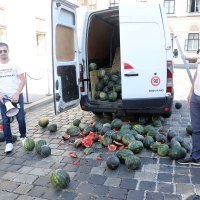 Ivan Vilibor Sinčić s poljoprivrednicima istovario lubenice pred zgradu Vlade