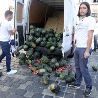 Ivan Vilibor Sinčić s poljoprivrednicima istovario lubenice pred zgradu Vlade