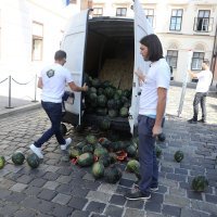 Ivan Vilibor Sinčić s poljoprivrednicima istovario lubenice pred zgradu Vlade