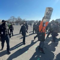 Grupica prosvjednika kod zgrade Kongresa