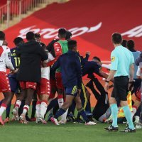 AS Monaco - Olympique Lyon, tučnjava igrača, 2.5.2021.