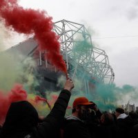 Manchester, protest navijača Uniteda uoči utakmice s Liverpoolom, 13.5.2021.