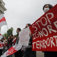 Prosvjedi Bjelorusa koji žive u Ukrajini protiv uhićenja Romana Protaševiča