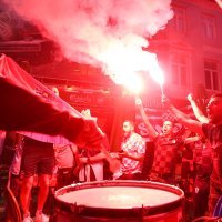 Hrvatski navijači u Kopenhagenu (navečer)  27.6.2021.