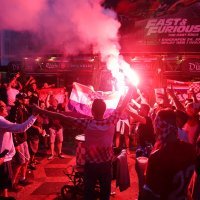 Hrvatski navijači u Kopenhagenu (navečer)  27.6.2021.