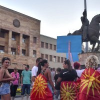 Prosvjed protivnika cijepljenja u Skoplju