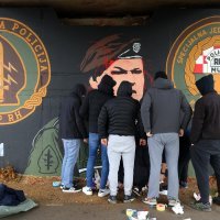 Mural Mihajlu Hrastovu zaliven crvenom bojom