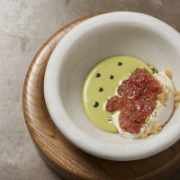 Higo, caldo frío de hoja de higuera y crema helada de flor de hinojo silvestre 3