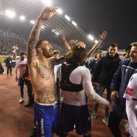 Slavlje Hajduka nakon pobjede u derbiju; Hajduk-Dinamo, 20.4.2022.