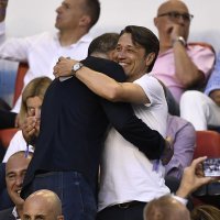 Bivši hrvatski izbornici na poljudski tribinama - Slaven Bilić, Ante Čačić i Niko Kovač