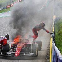 Carlos Sainz, Ferrari, zapaljeni bolid, VN Austrije
