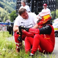 Carlos Sainz, Ferrari, zapaljeni bolid, VN Austrije