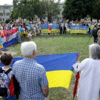 Prosvjed protiv ruskih zločina nad ukrajinskim zarobljenicima u Olenivci
