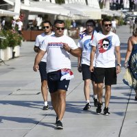 Split - navijači Hajduka na Rivi prije utakmice Hajduk - Vitoria