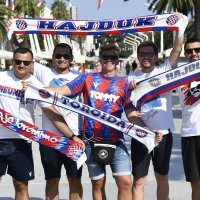 Split - navijači Hajduka na Rivi prije utakmice Hajduk - Vitoria