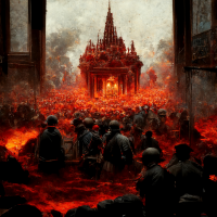 War in temple in hell