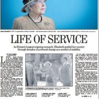 Naslovnice novina povodom smrti kraljice Elizabete II.