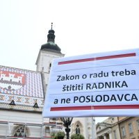 Prosvjed protiv novog prijedloga Zakona o radu u organizaciji Inicijative za radnički ZOR na Markovom trgu