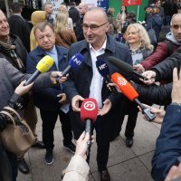 Andrej Plenković, Marko Primorac i Boris Vujčić na manifestaciji Dan eura