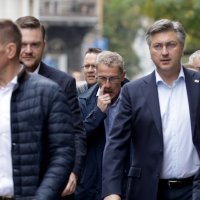 Andrej Plenković, Marko Primorac i Boris Vujčić na manifestaciji Dan eura