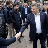 Andrej Plenković, Marko Primorac i Boris Vujčić na manifestaciji Dan eura