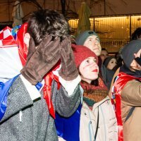 Navijači prate utakmicu Argentina - Hrvatska na Europskom trgu