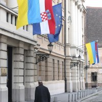 Zastava Ukrajine izvješena na Trgu svetog Marka