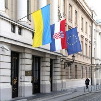 Zastava Ukrajine izvješena na Trgu svetog Marka